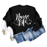 Nurse Life Love Letter Round Neck Loose Bottomed Long Sleeve Women's Sweater