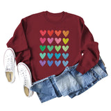 Love Printed Round Neck Loose Sweater Women's Large Long Sleeve