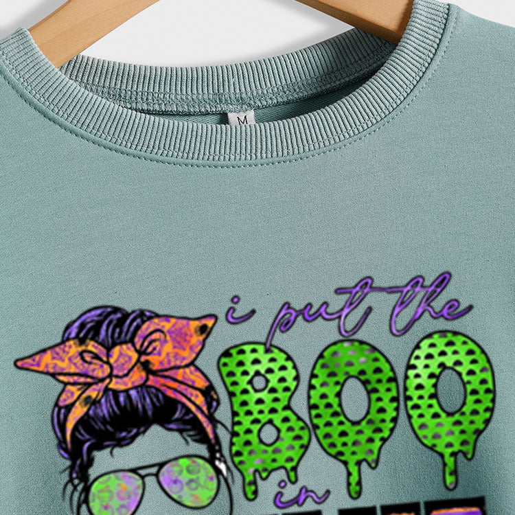 I Put The Boo Boujie lettres imprimé léopard pull à manches longues femme