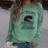 DON'T MESS WITH Letter Round Neck Loose Long Sleeve Plus Size Sweater Girl