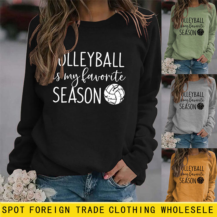 Lettres mode volley-ball pour femmes est mon col rond automne hiver sous-couche à manches longues pull ample