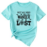 The Letters Not All Who Wander Casual Crewneck Short-sleeved Shirt