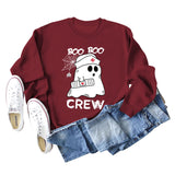 BOO BOO CREW Pullover mit Buchstabendruck, Rundhalsausschnitt, Herbst und Winter, langärmelig, Übergröße, Damen