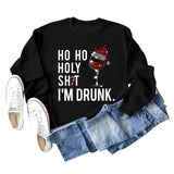 Ho Ho Holly Sht Rotwein Tasse Weihnachten Hut Brief Mode Herbst Winter Langarm Sweatshirt