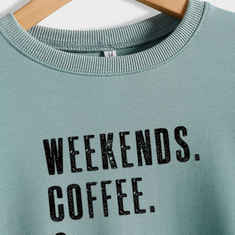 WEEK-END CAFÉ Col Rond Pull Ample à Manches Longues Femme