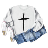 Cross Print Autumn and Winter Bottoming Long-sleeved Women's Sweatshirt