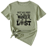 The Letters Not All Who Wander Casual Crewneck Short-sleeved Shirt