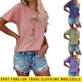 Simple Flower PaT-ShirtT-Shirtern LeT-Shirt IT-Shirt Be Casual ShorT-Shirt-sleeved Female T-Shirt