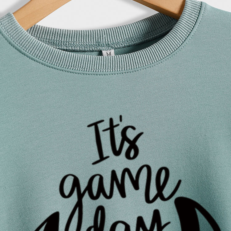 Pull à manches longues et col rond avec lettres imprimées It's Game Day, automne et hiver