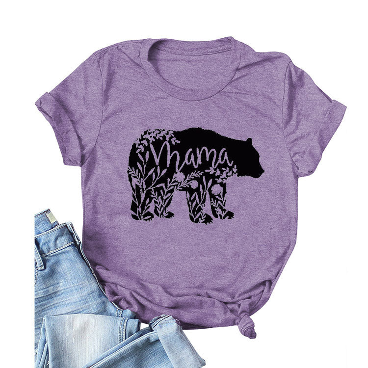 Hauts pour femmes Mama Bear T-shirt décontracté à manches courtes avec lettre pour femme
