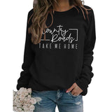 Country Roads Letters Autumn Winter Fashion Long Sleeve Foreign Trade Round Neck Sweater Women