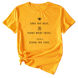 SAVE tHE BEES PLANt Letter Casual Round Neck Short Sleeve Women's t-ShirT-Shirt