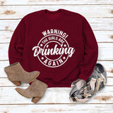 Round Neck Top WARNING! The Print Loose Sweatshirt