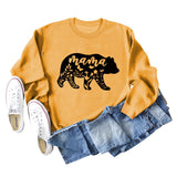 Mama Bear Buchstabendruck Rundhalsausschnitt Lockere Unterseite Langarmshirt Damen Pullover in Übergröße