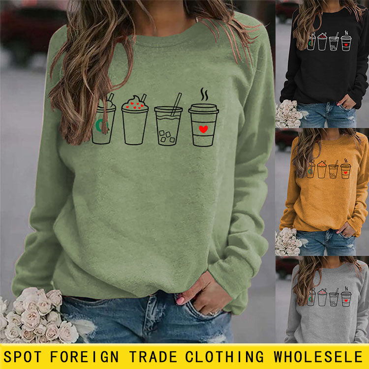 Pull ample imprimé à manches longues et col rond pour femme, grande taille, mode