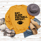 EAT SLEEP FOOTBALL REPEAT Women's Autumn and Winter Round Neck Long Sleeve Sweater