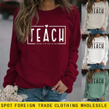 TEACH THEM TO BE KIND Liebesbrief Rundhalsausschnitt Lockerer Lässiger Langarmpullover