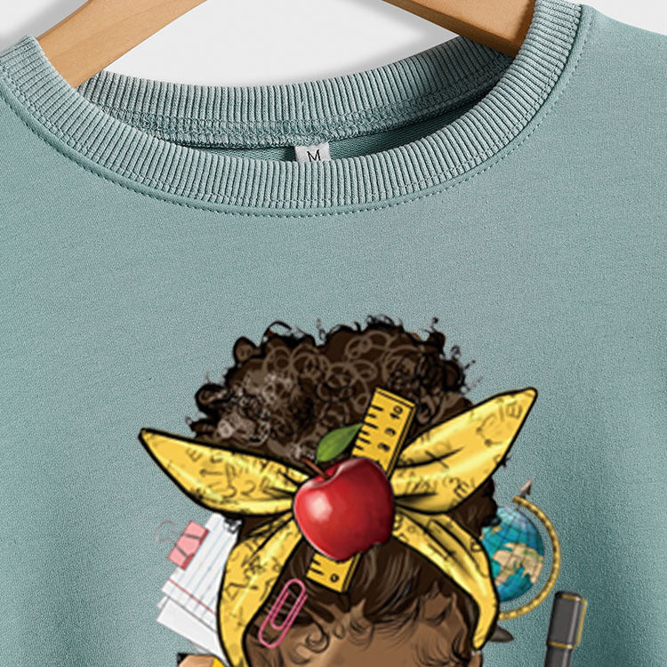 Teacherlife Apple lettre imprimer pull ample à manches longues fille