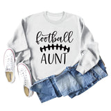 Football Aunt Letter Loose Round Neck Autumn and Winter Plus Size Casual Long Sleeve Sweater Girl