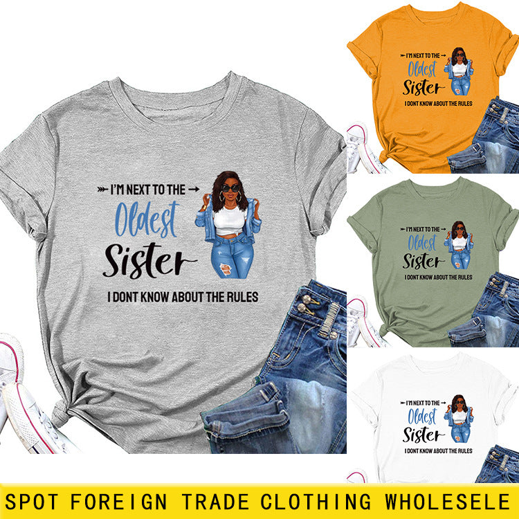 JE SUIS À CÔTÉ DU Col Rond Mode Lettre Grande Taille T-shirt Femme Lâche Manches Courtes