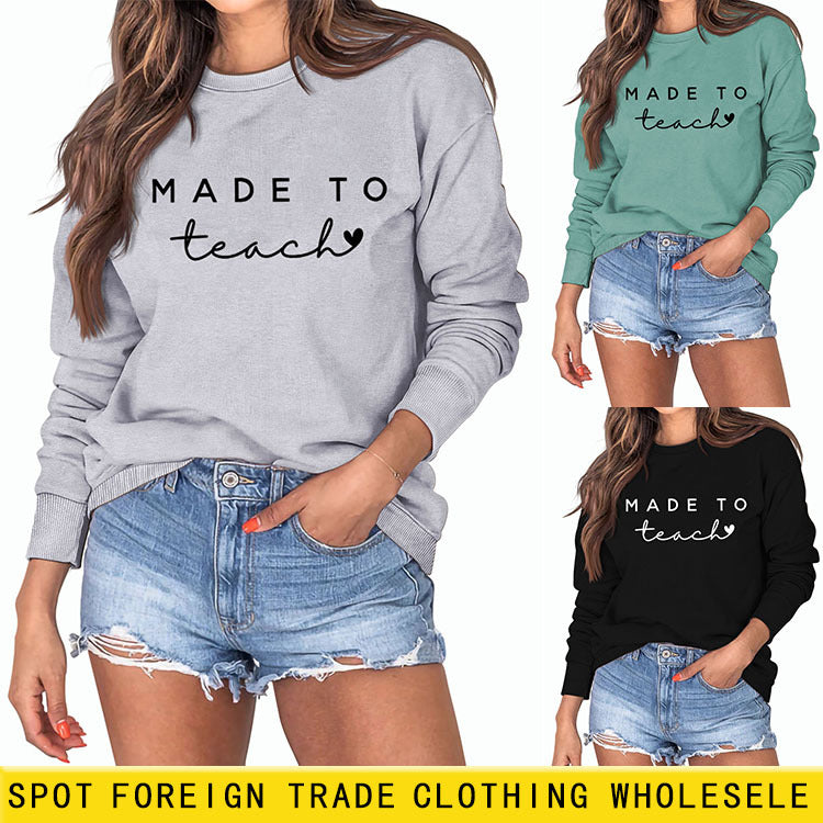 MADE TO Teach Letters Autumn and Winter Long Sleeve Large Women's Sweater