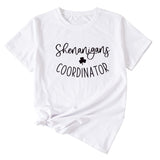 Simplified Letter Shenanigans Coordinator Round Neck Short Sleeve T-shirt