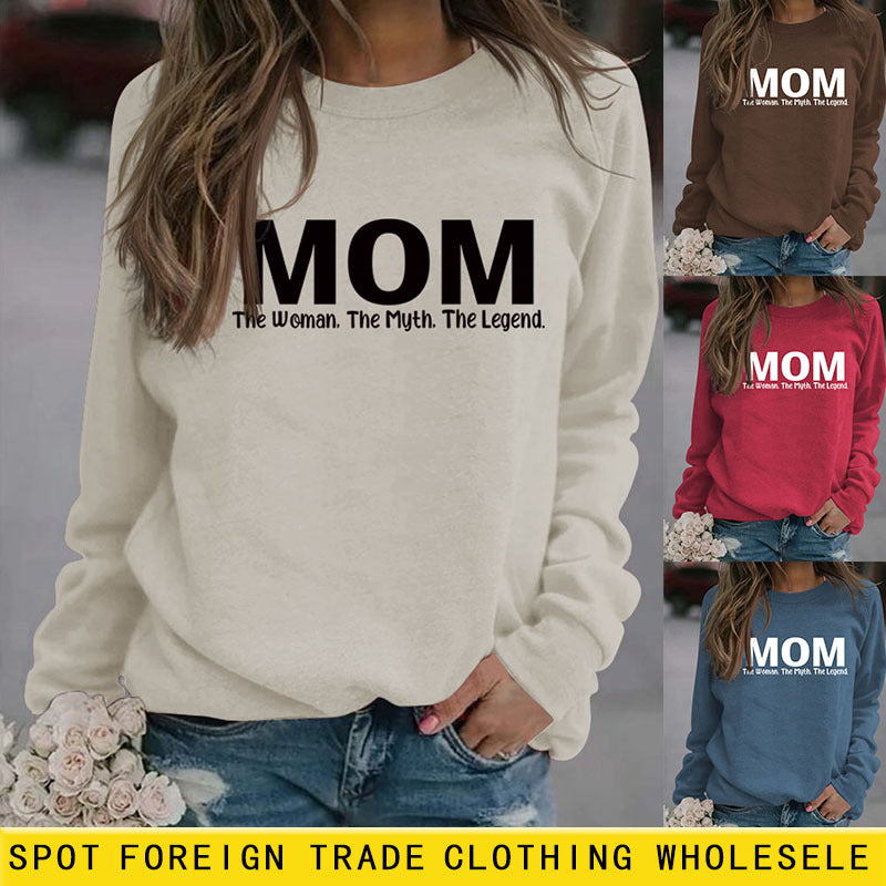 Maman la femme le mythe Spot lettre ample à manches longues grande taille pull