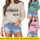 Cheer Mom Herbst und Winter Basis Schriftzug Lose Langarm Casual Oversize Pullover Weibliche