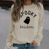 Cross-border SPOOKY SEASON Letter Loose Fall/Winter Round Neck Sweater Ladies Long Sleeve