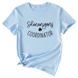 Simplified Letter Shenanigans Coordinator Round Neck Short Sleeve T-shirt