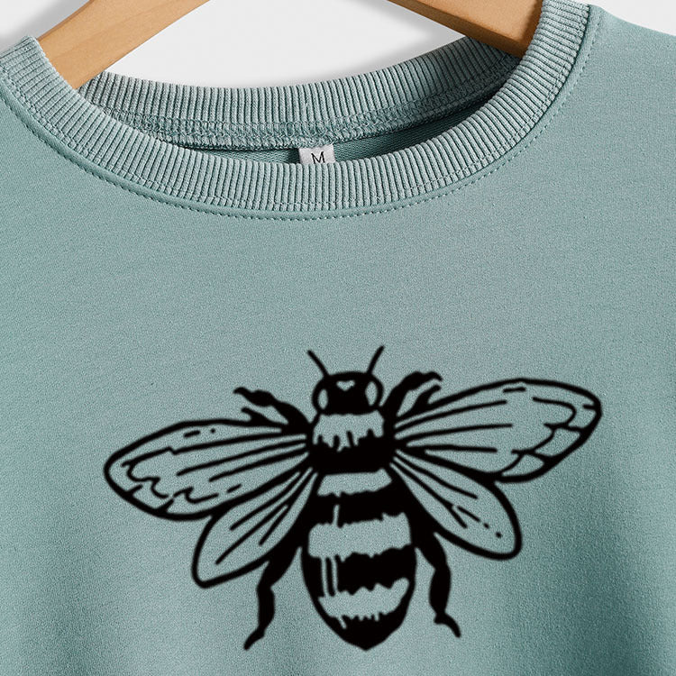 Kind Bee Alphabet impression automne et hiver support ample grand pull à manches longues col rond (femmes)