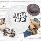 BLONDE SPECIALIST LETTERS LOOSE CREW NECK WOMEN'S LONG SLEEVE OVERSIZE SWEATER