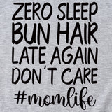 Zero Sleep Bun Hair Letter Printing Casual Round Neck Short Sleeve T-shirt