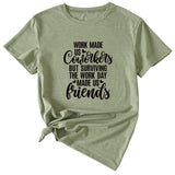 English Letters Work Made Us Womens New Casual Short Sleeves Shirt