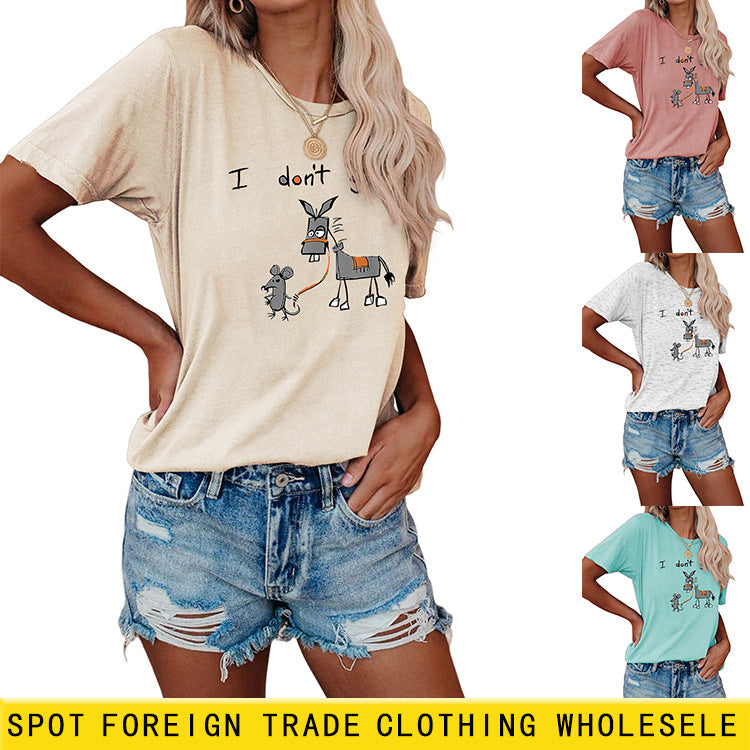 Je n'imprime pas de chemises à col rond et à manches courtes pour femmes avec des motifs intéressants