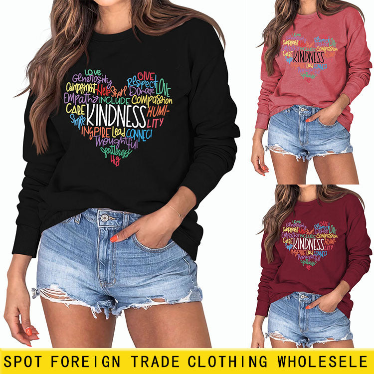 Amour générativité mode lettre ample à manches longues col rond pull fille