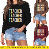 Teacher Letter Round Neck Print Base Long Sleeve Ladies Sweater