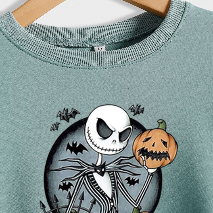 THE PUMPKIN KING – pull à manches longues pour femme, col rond, grande taille, crâne de citrouille, Halloween