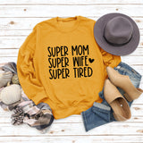 SUPER MOM SUPER WIFE LETTRES COEUR BASE ROBE À MANCHES LONGUES FEMME