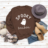 Cross-border SPOOKY SEASON Letter Loose Fall/Winter Round Neck Sweater Ladies Long Sleeve