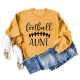 Football Aunt Letter Loose Round Neck Autumn and Winter Plus Size Casual Long Sleeve Sweater Girl