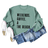 WEEKENDS COFFEE CREW NECK LETTERS FASHION LOOSE FALL WINTER LONG SLEEVE OVERSIZE SWEATSHIRT