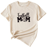 Football Mom Crew Neck Women's T-Shirt Loose Letter Short Sleeve