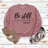 Be Still and Know – Pullover mit Buchstaben-Print, Rundhalsausschnitt, lockeres Langarmshirt in Übergröße, modischer Pullover für Mädchen