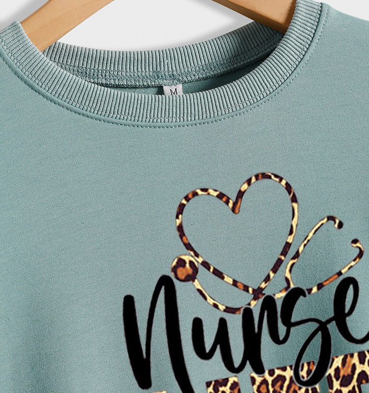 Sweat-shirt ample à manches longues et col rond pour femme, haut avec lettres, Nunse Life