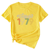 Round Neck 1979 Women's T-shirt Vintage Letter Printing Short Sleeve