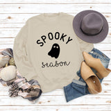 Cross-border SPOOKY SEASON Letter Loose Fall/Winter Round Neck Sweater Ladies Long Sleeve