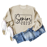 Senior 2023 Letter Loose Autumn and Winter Base New Casual Large Long Sleeve Sweater