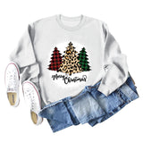 MERRY Christmas Brief Plaid Leopard Print Weihnachtsbaum Pullover Mädchen