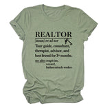 REALTOR LETTER LOOSE WOMEN'S CASUAL CREWNECK SHORT SLEEVE FASHION T-SHIRT TOP